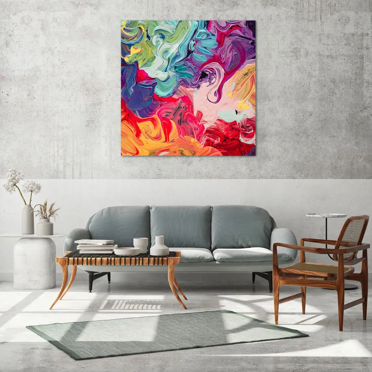 Quadro em vidro - O nascimento das cores - 60x60 cm