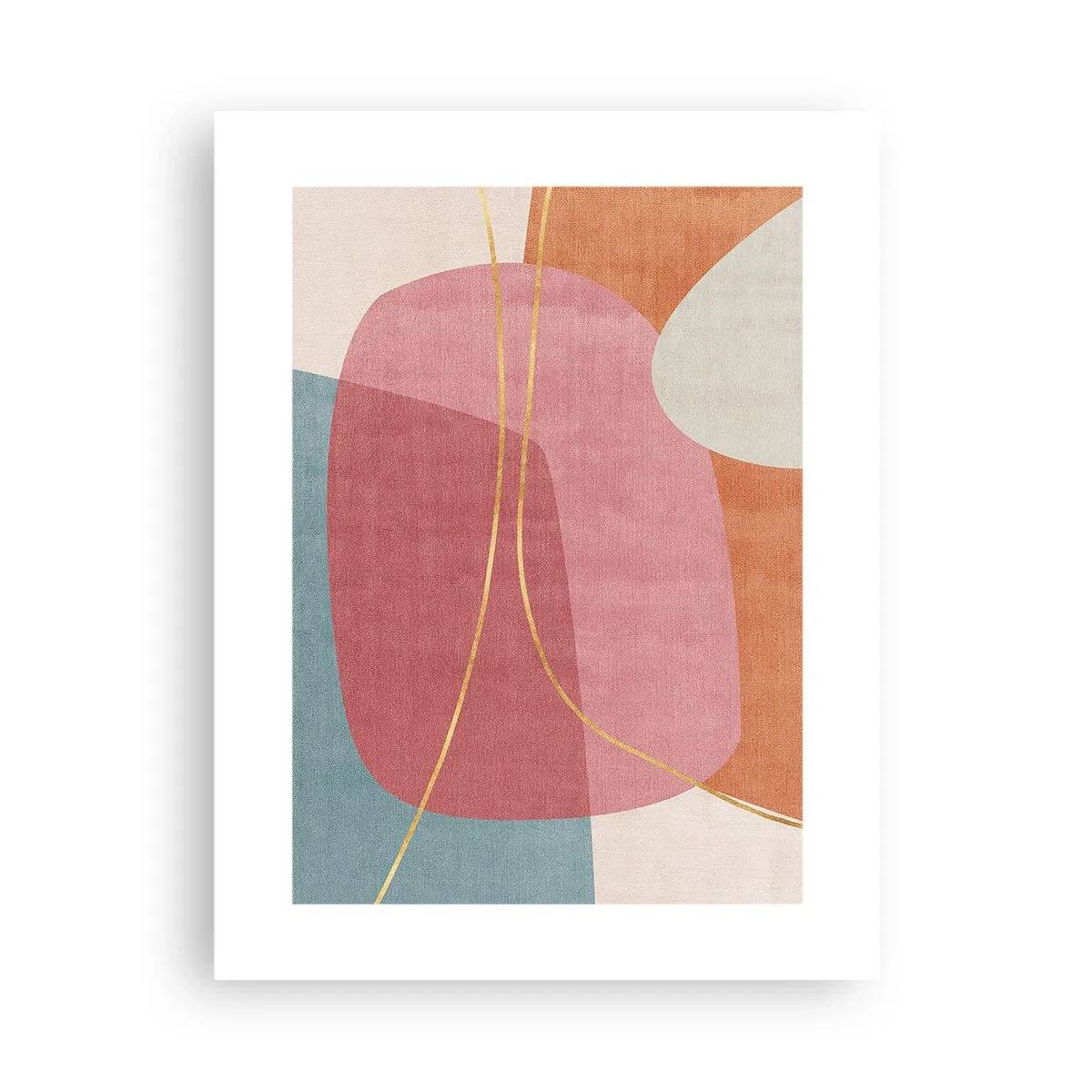 Pôster - Composição pastel com fio dourado - 30x40 cm