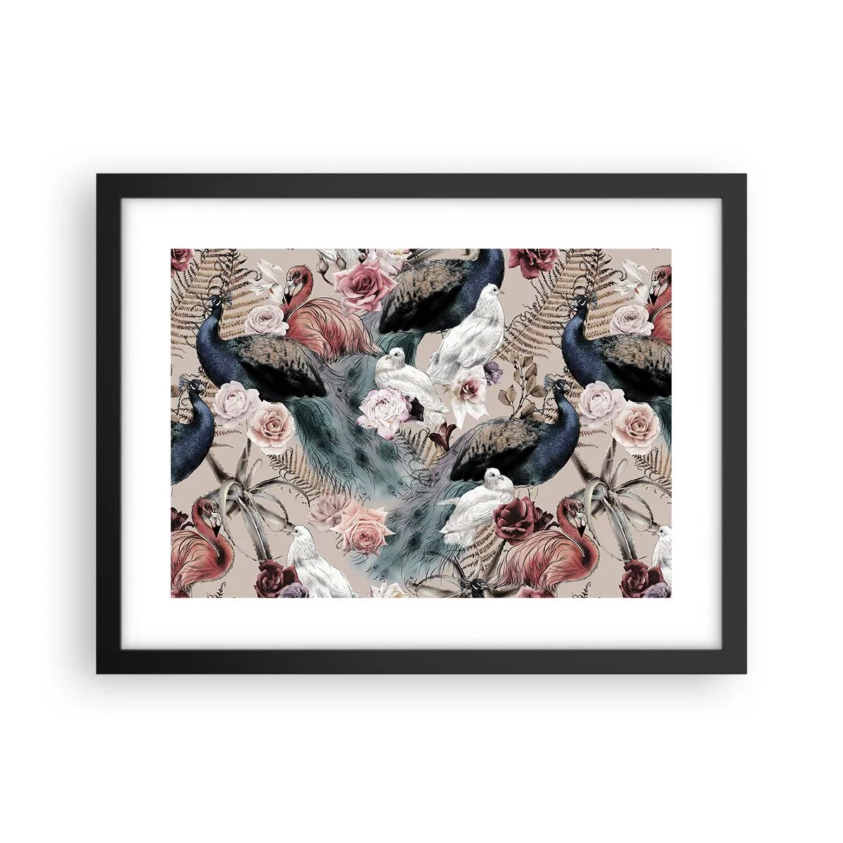 Pôster com moldura preta - No jardim do palácio - 40x30 cm