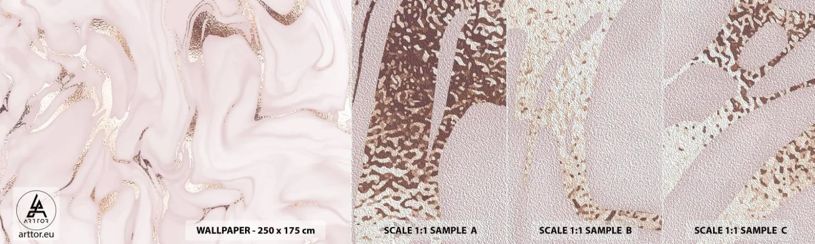 Amostra de papel de parede Premium Sand - Num lenço cor-de-rosa - Abstração, Pedaço, Arte Moderna - 100x30 cm