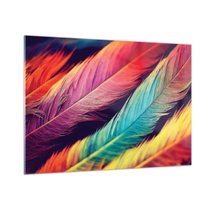 Quadro em vidro - Arco-íris emplumado - 100x70 cm