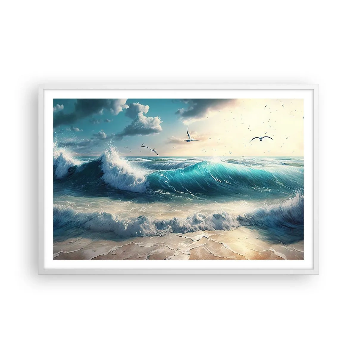 Pôster em moldura branca - Cantarola apenas para si - 91x61 cm