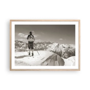 Pôster com moldura de carvalho claro - E as montanhas são as mesmas - 70x50 cm