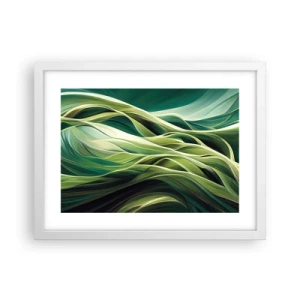Pôster em moldura branca - Jogo verde abstrato - 40x30 cm