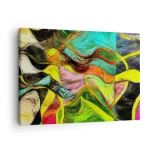 Quadro em tela - Uma composição abstrata com manchas coloridas e linhas dinâmicas. - 70x50cm - O movimento é vida - Decoração de parede moderna para a sala de estar e quarto ARTTOR