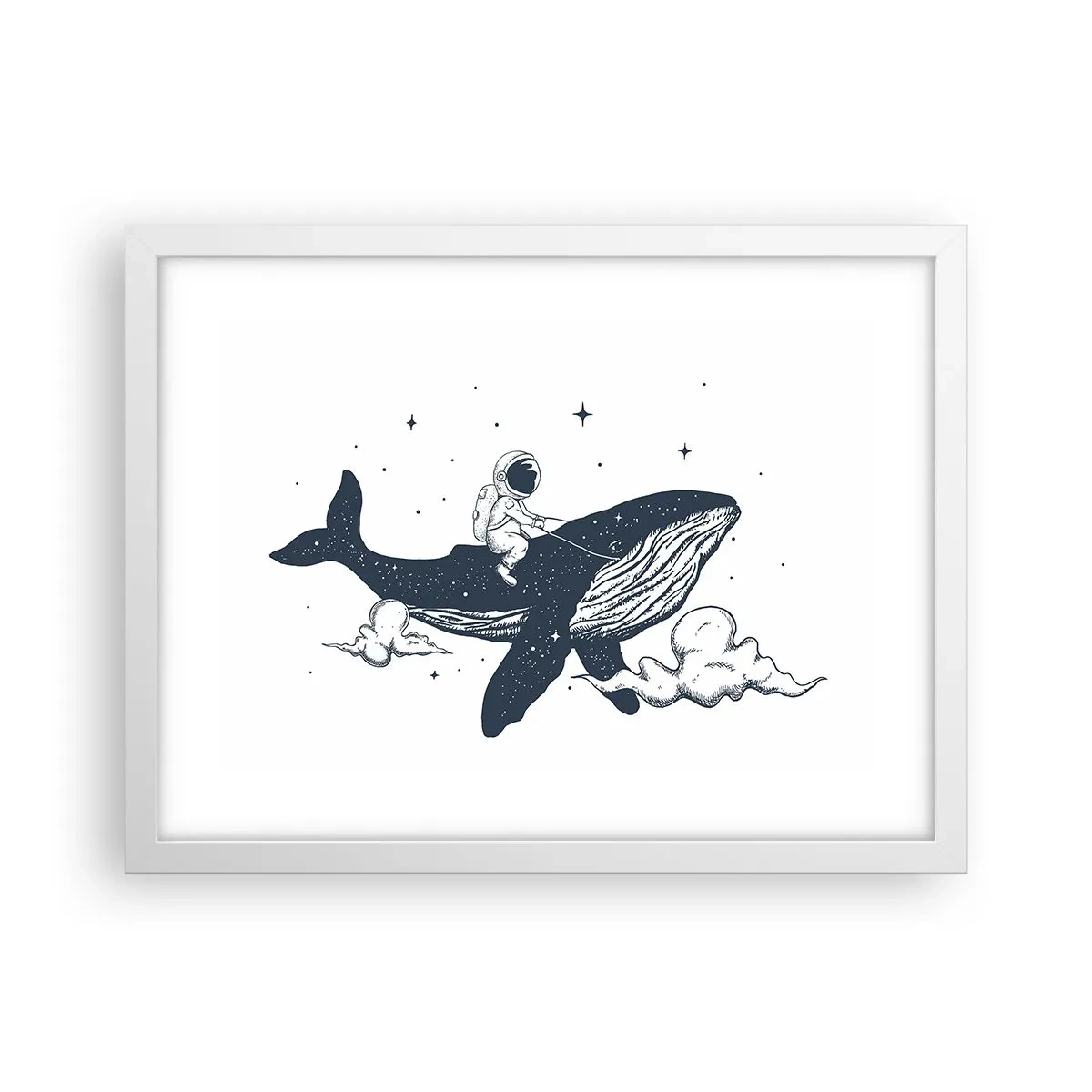 Pôster em moldura branca - Aventura espacial - 40x30 cm
