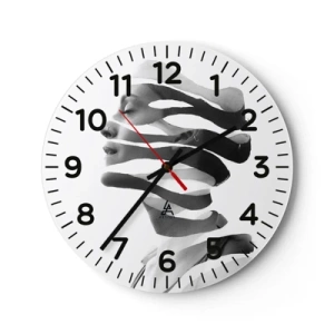 Relógio de parede - Relógio em vidro - Retrato surrealista - 30x30 cm