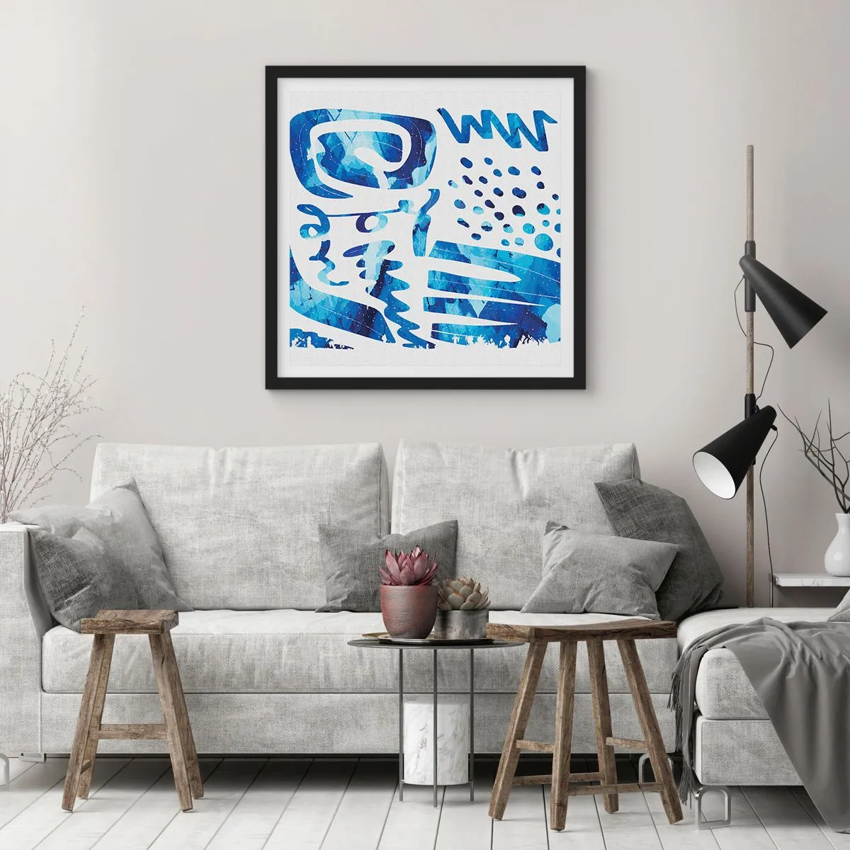 Pôster com moldura preta - Voltar às raízes - 50x50 cm