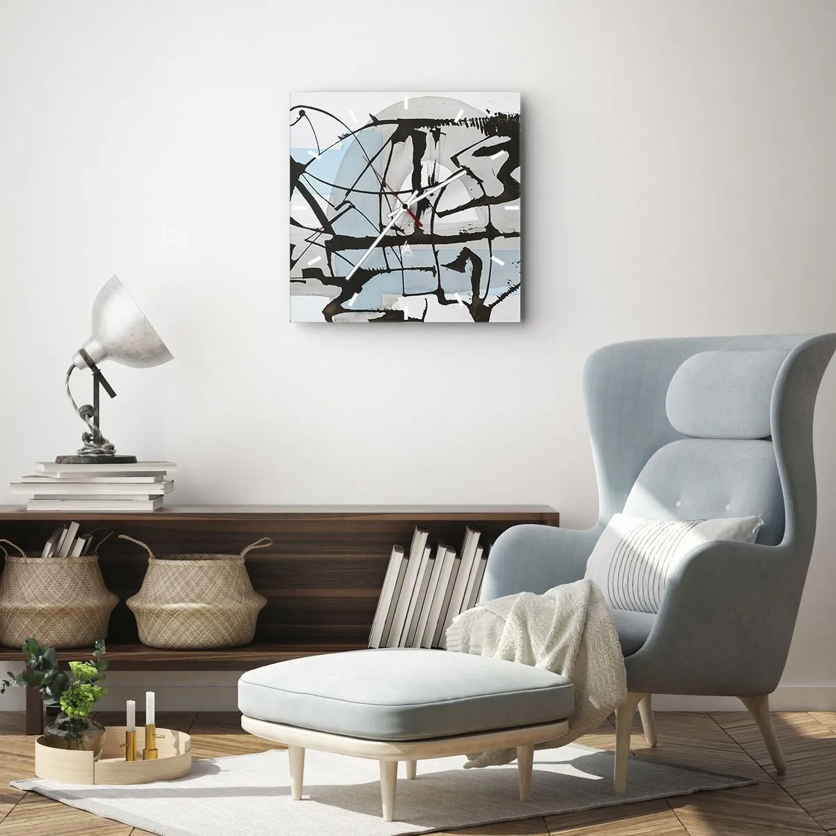 Relógio de parede - Relógio em vidro - Azul mesmo assim - 30x30 cm