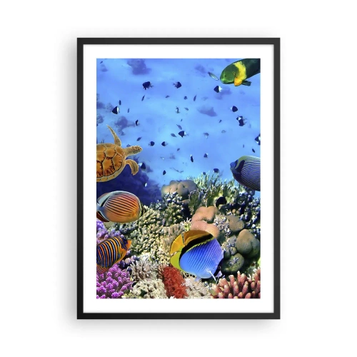 Pôster com moldura preta - O mundo subaquático de um recife de coral com peixes tropicais - 50x70cm - E o que sabemos sobre a vida... - Decoração de parede moderna para a sala de estar e quarto ARTTOR
