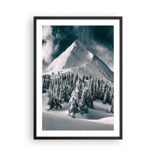 Pôster com moldura preta - Paisagem montanhosa de inverno com árvores cobertas de neve - 50x70cm - Terra de neve e gelo - Decoração de parede moderna para a sala de estar e quarto ARTTOR