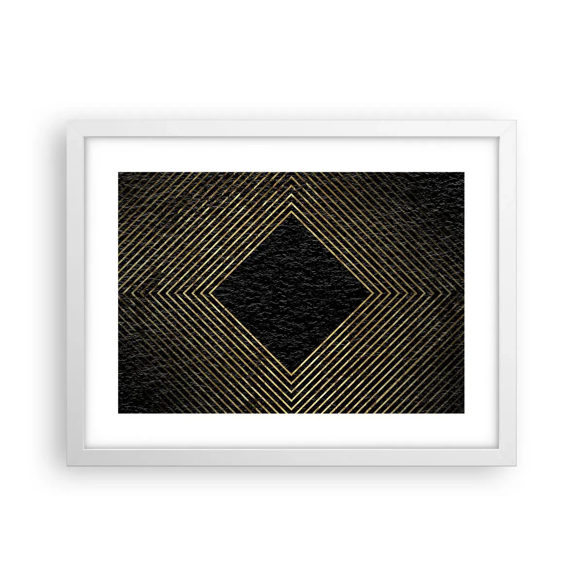 Pôster em moldura branca - Geometria em estilo glamoroso - 40x30 cm
