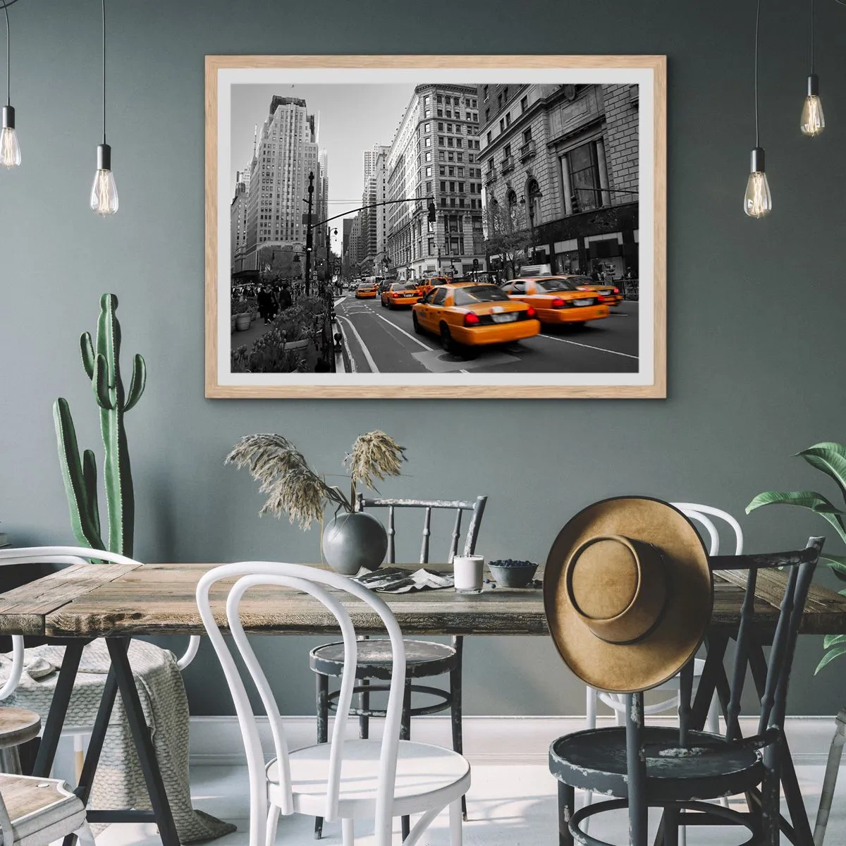 Pôster com moldura de carvalho claro - Sol da cidade grande - 100x70 cm