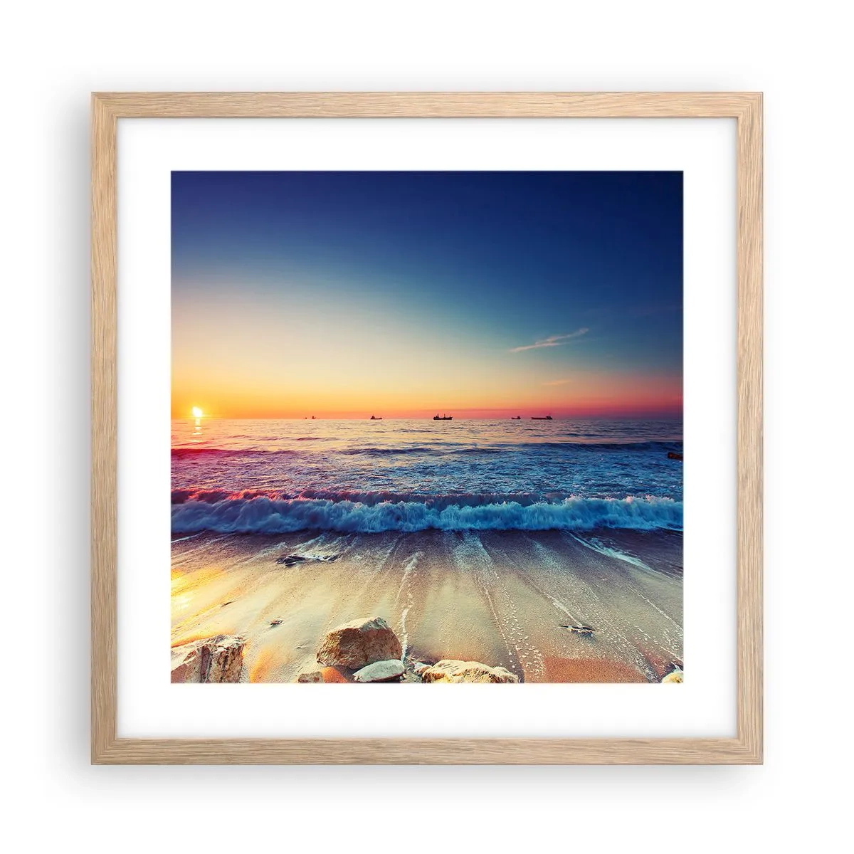 Pôster com moldura de carvalho claro - E além do horizonte? - 40x40 cm