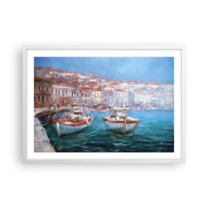 Pôster em moldura branca - Baía italiana - 70x50 cm