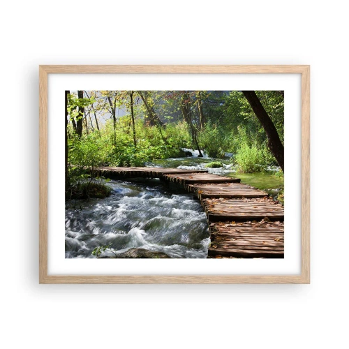 Pôster com moldura de carvalho claro - Sobre a cascata espumosa - 50x40 cm