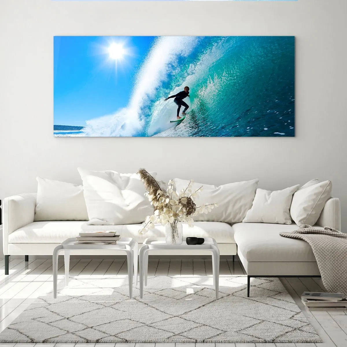 Quadro em vidro - Azul gigante - 120x50 cm