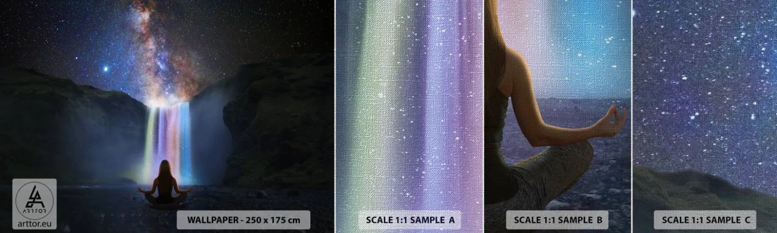 Amostra de papel de parede Premium Canvas - Harmonia absoluta - Abstração, Cachoeira, Fantasia - 100x30 cm