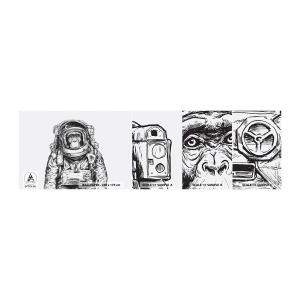 Amostra de papel de parede autocolante Deluxe Sticker - Evolução alternativa - Abstração, Astronauta, Macaco - 100x30 cm