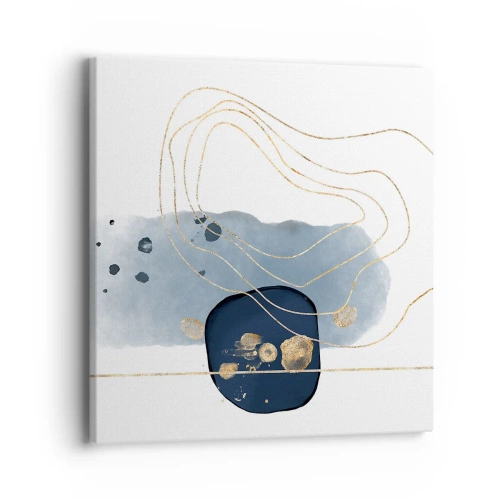 Quadro em tela - Fantasia azul e dourada - 40x40 cm