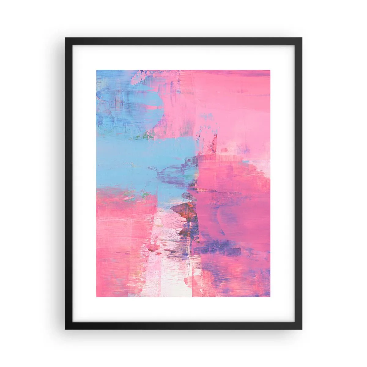Pôster com moldura preta - Rosa, azul e uma pitada de luz - 40x50 cm
