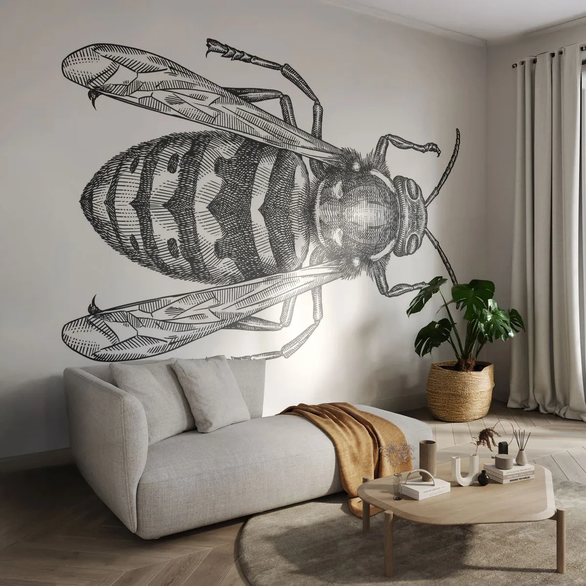 Papel de Parede Premium Sand - De um planeta de insetos - Vespa, Inseto, Minimalista - 100x70 cm