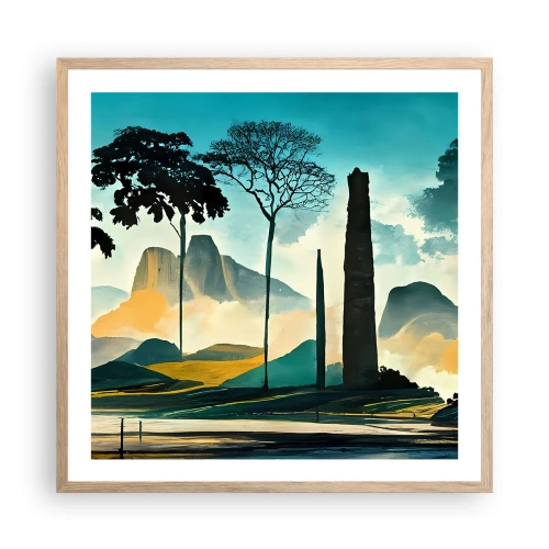 Pôster com moldura de carvalho claro - Cada vez mais alto - 60x60 cm