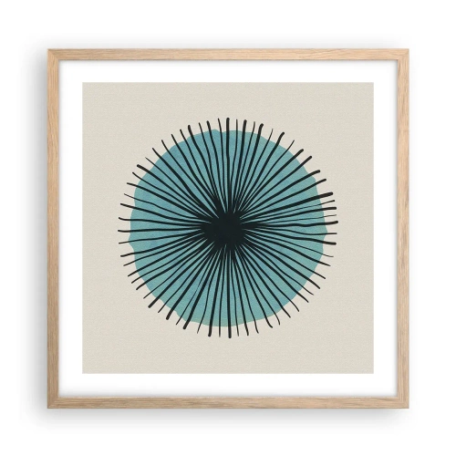 Pôster com moldura de carvalho claro - Radiante sobre o azul - 50x50 cm
