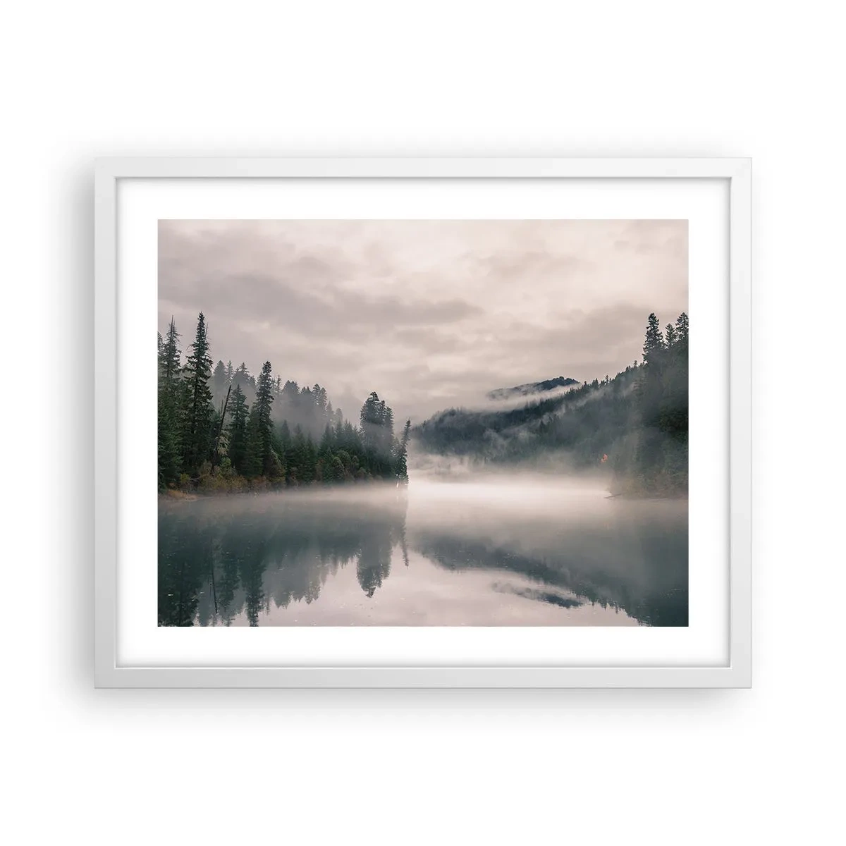 Pôster em moldura branca - Em devaneio, na névoa - 50x40 cm