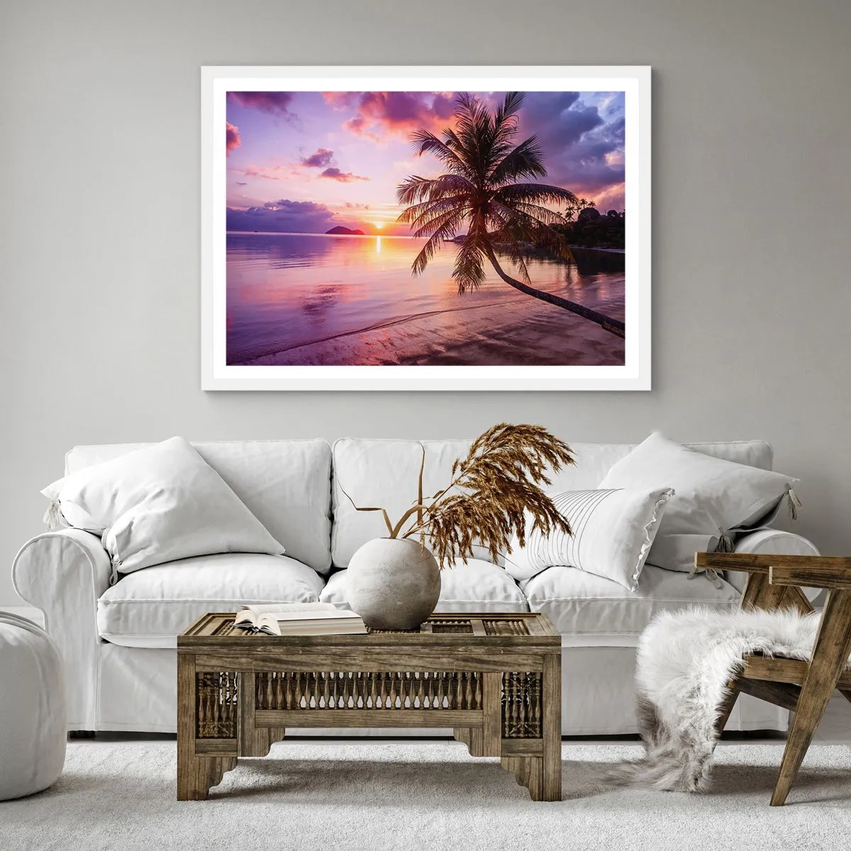 Pôster em moldura branca - Felicidade no horizonte - 30x30 cm