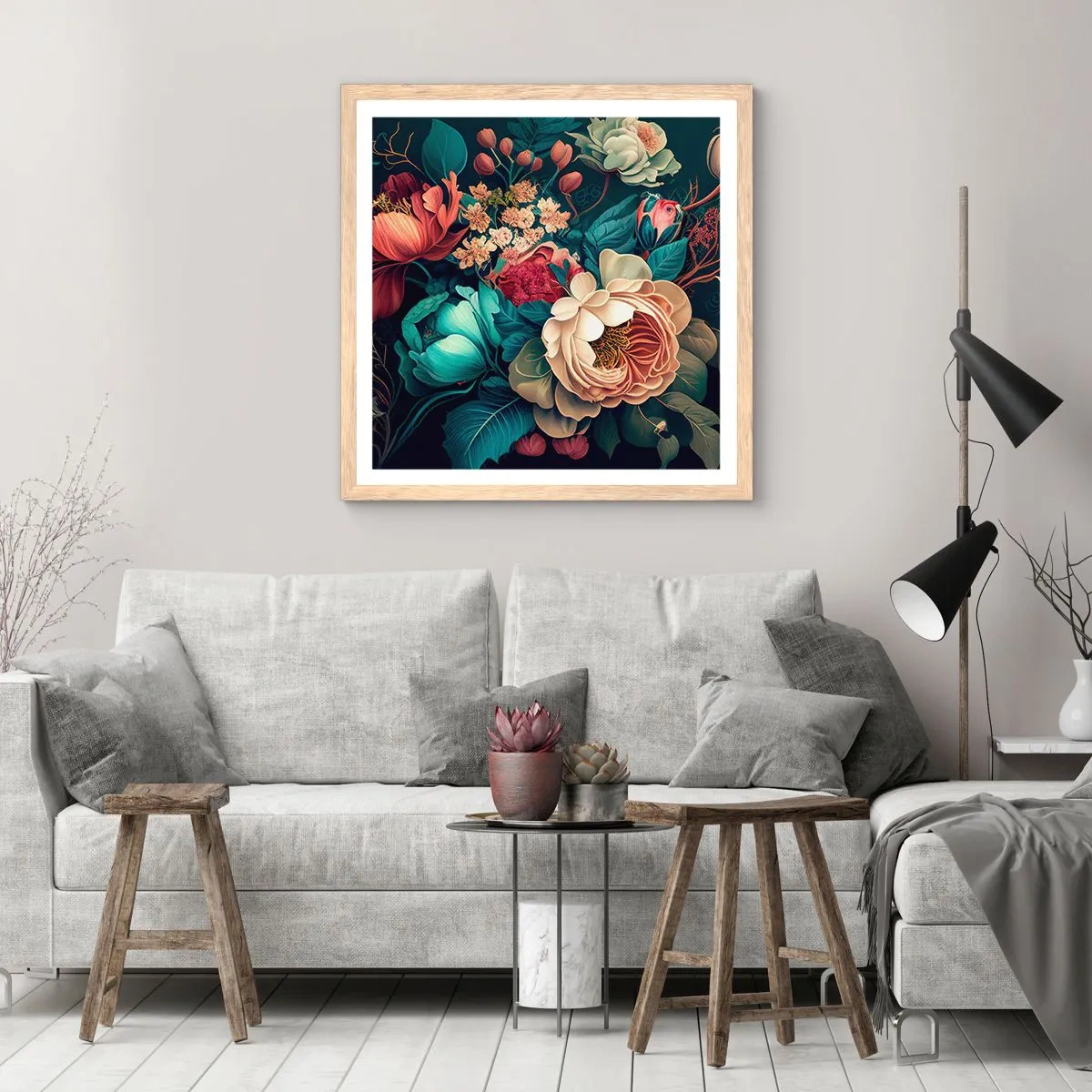 Pôster com moldura de carvalho claro - Charme do século 19 - 40x40 cm