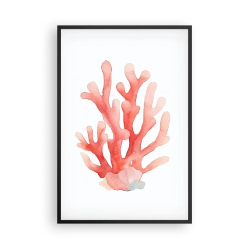 Pôster com moldura preta - Coral de cor coral - 61x91 cm