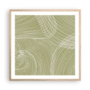 Pôster com moldura de carvalho claro - Abstração intrincada em branco - 60x60 cm