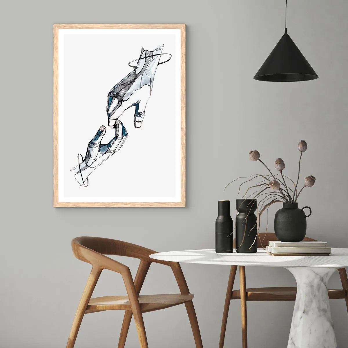 Pôster com moldura de carvalho claro - Um bom gesto - 61x91 cm