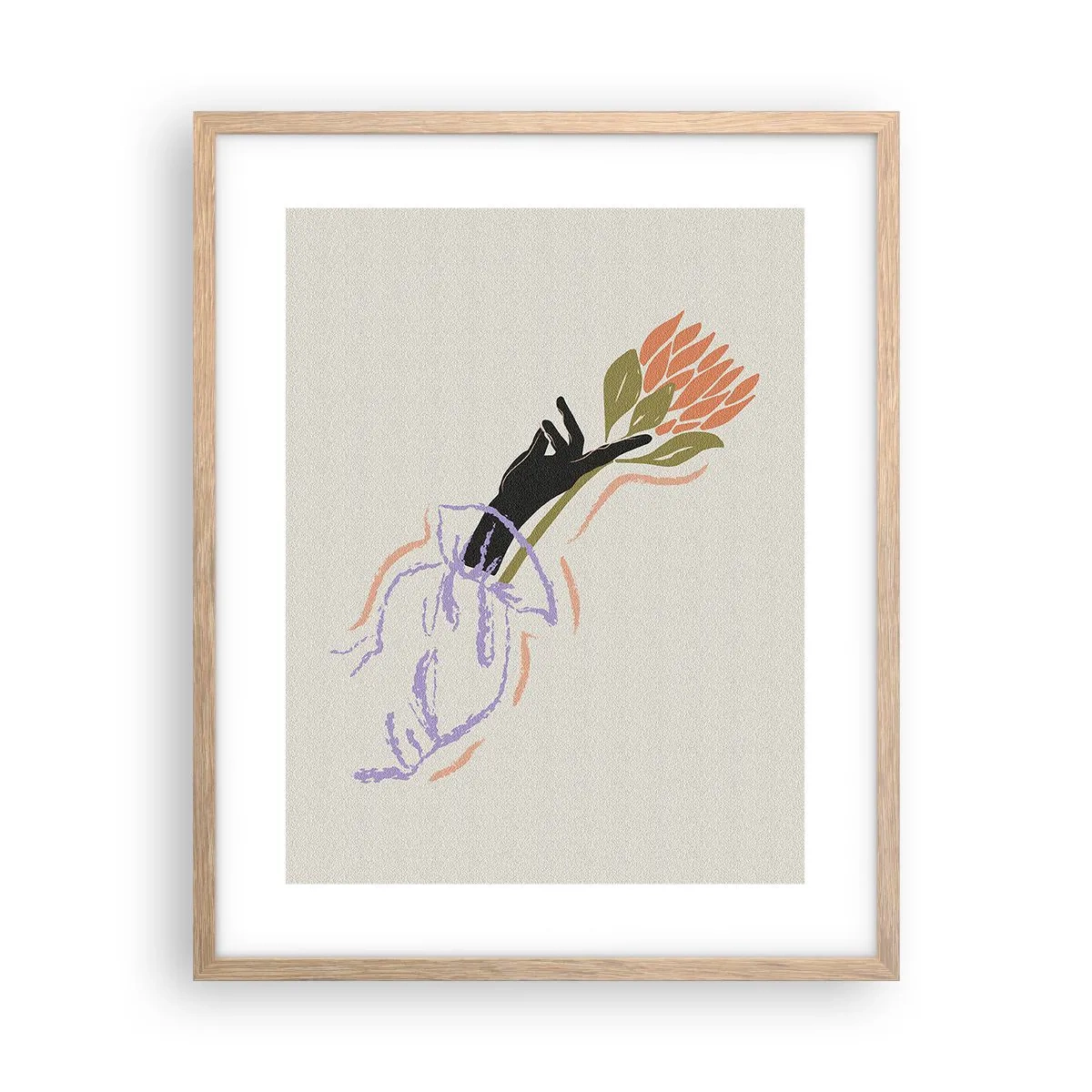 Pôster com moldura de carvalho claro - Toque fraterno - 40x50 cm
