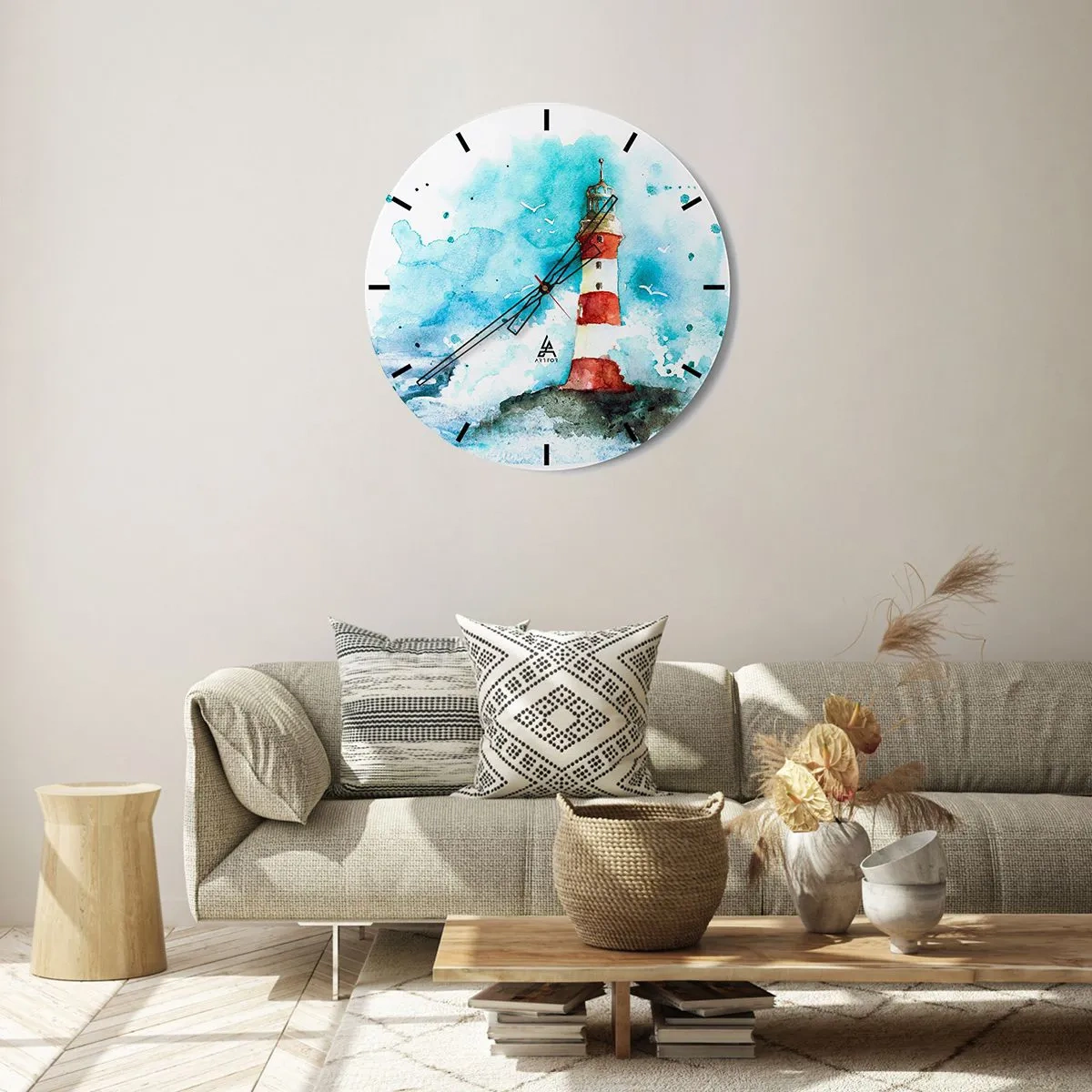 Relógio de parede - Relógio em vidro - Unidade dos elementos da natureza - 40x40 cm