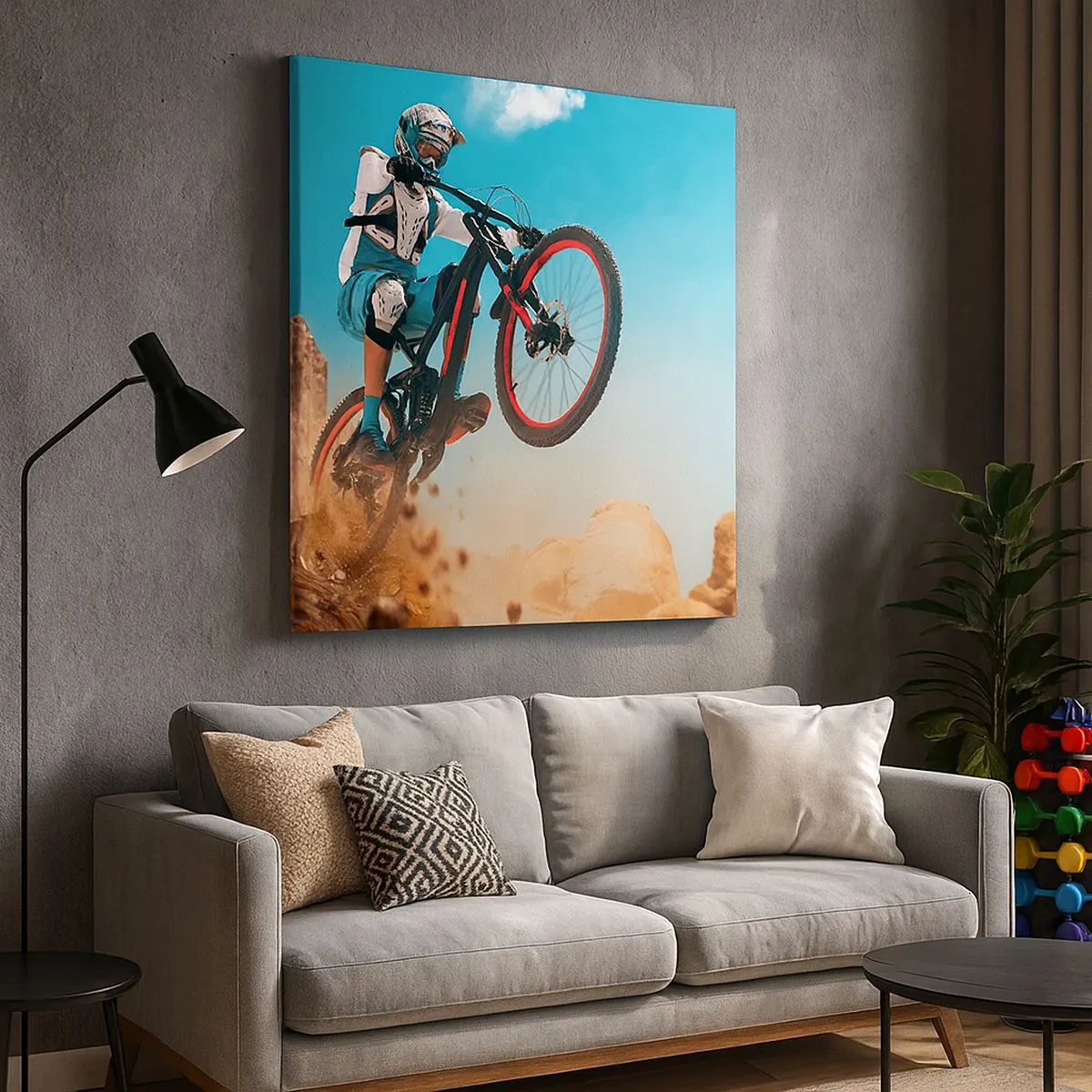 Quadro em tela - Loucura demoníaca da bicicleta - 30x30 cm