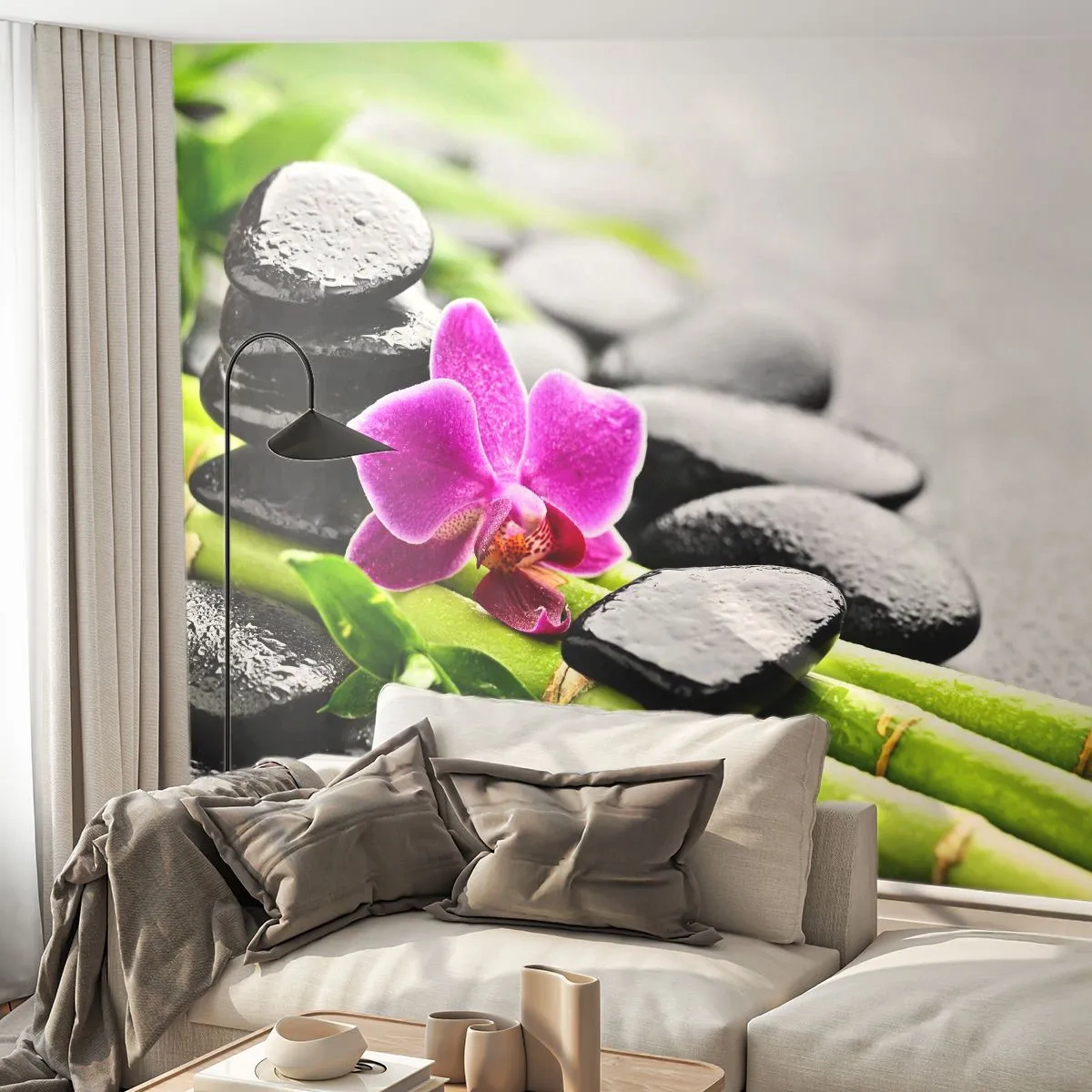 Papel de Parede Autocolante Deluxe Sticker - Calmo equilíbrio - Flores, Orquídea, Orquídea - 250x175 cm
