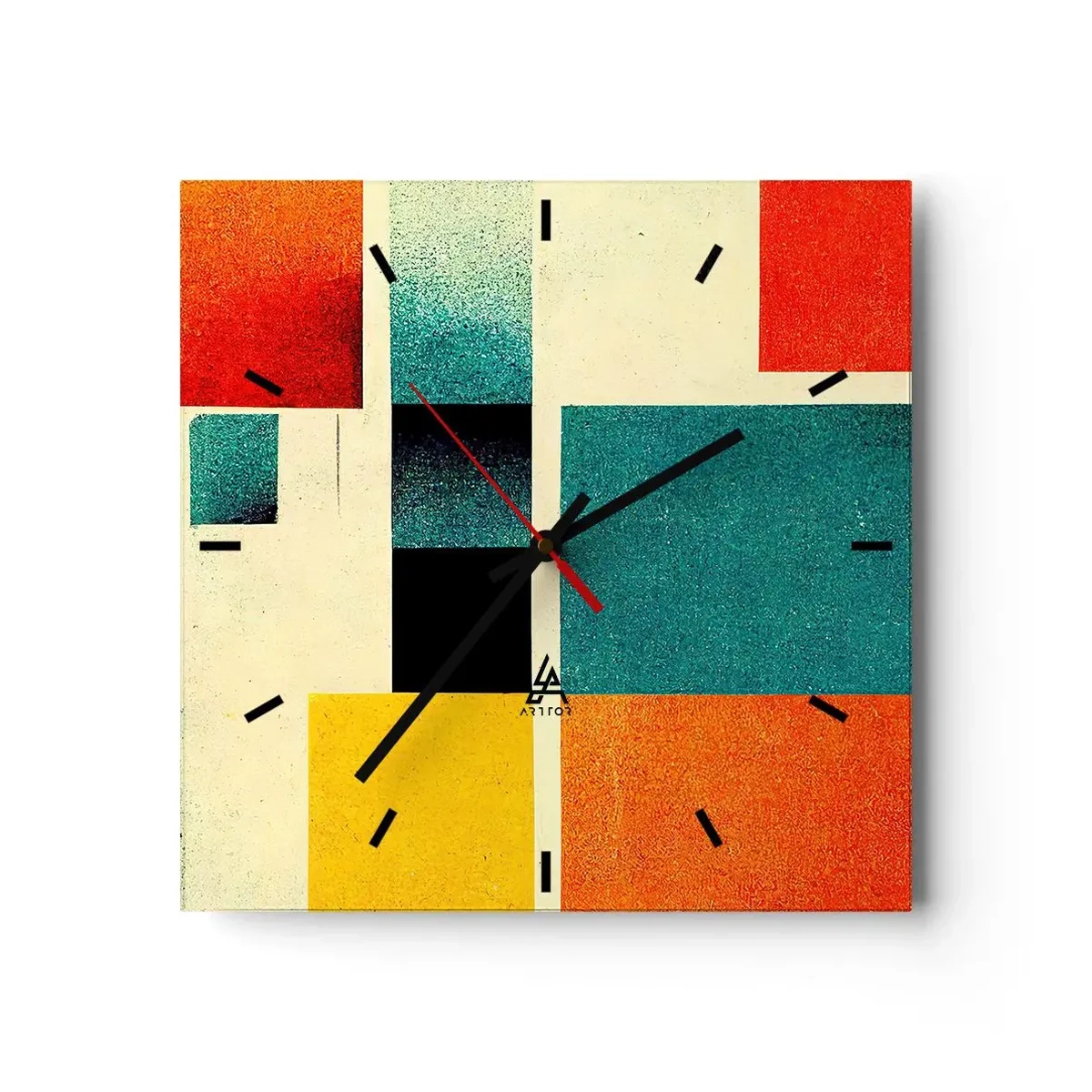 Relógio de parede - Relógio em vidro - Abstração geométrica – boa energia - 30x30 cm