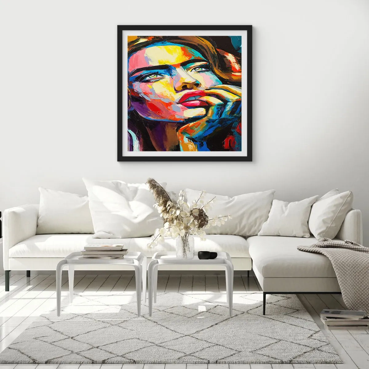 Pôster com moldura preta - Sonhos como pássaros voando no céu - 60x60 cm