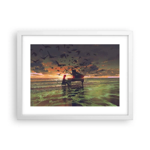 Pôster em moldura branca - Um concerto de piano e ondas - 40x30 cm