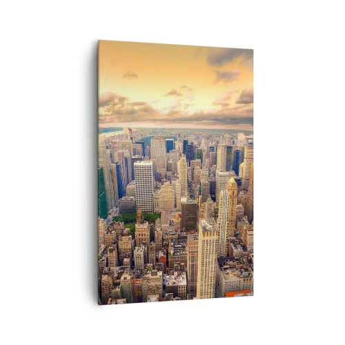 Quadro em tela - Metrópole dourada - 80x120 cm