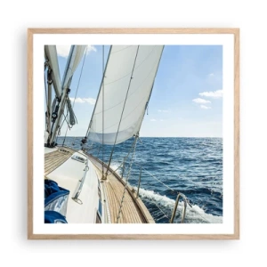 Pôster com moldura de carvalho claro - Ahoy, aventura - 60x60 cm