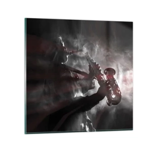 Quadro em vidro - Nos fumos do jazz - 50x50 cm