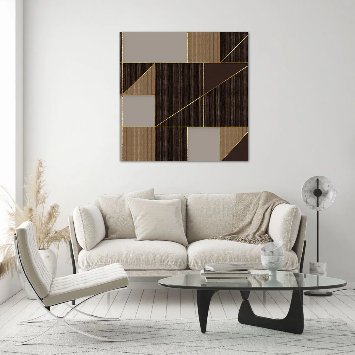 Quadro em vidro - Mosaico de bronzes e ouro - 50x50 cm