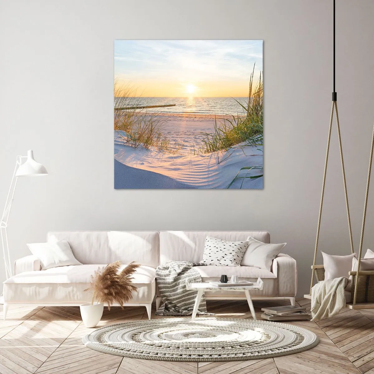 Quadro em tela - O som do mar, o canto dos pássaros, a praia selvagem entre a relva... - 30x30 cm
