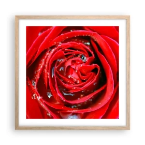 Pôster com moldura de carvalho claro - Em gotas de orvalho - 50x50 cm