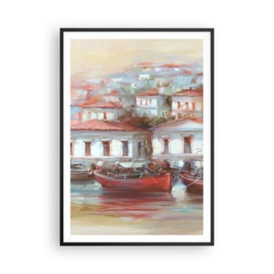 Pôster com moldura preta - Cidade feliz - 70x100 cm