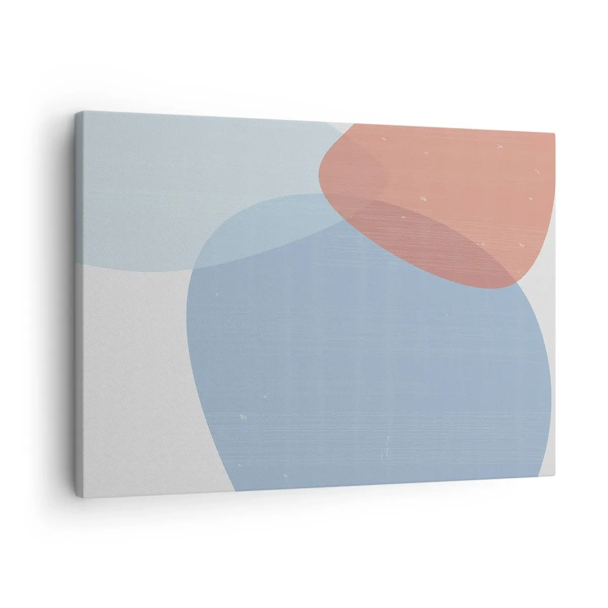 Quadro em tela - Uma composição abstrata em tons pastéis de azul e rosa com formas orgânicas. - 70x50cm - Relacionamentos pastel - Decoração de parede moderna para a sala de estar e quarto ARTTOR