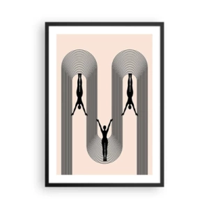 Pôster com moldura preta - Silhuetas minimalistas em uma composição geométrica - 50x70cm - De cabeça para baixo - Decoração de parede moderna para a sala de estar e quarto ARTTOR